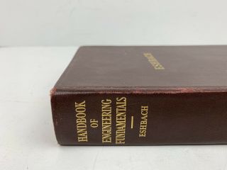 Handbook Of Engineering Fundamentals Vintage 1945 Book Ovid W Eshbach Wiley Vtg