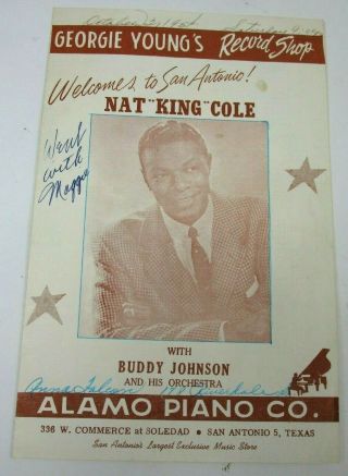 Vtg Nat King Cole 1954 Concert Program Alamo Piano Co San Antonio Tx