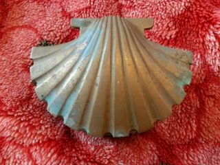 Vintage Brass Clam Shell Hinged Trinket Box Seashell 5 " X 4 "