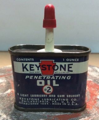Vintage Keystone Penetrating Oil 2 1ounce Can Inv - P2222