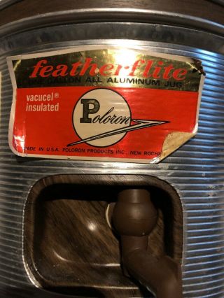 VINTAGE 1960’s POLORON FEATHERFLITE ALUMINUM PICNIC CAMPING JUG THERMOS COOLER 3