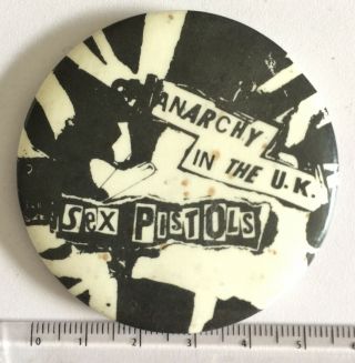 Vtg Og 57mm Sex Pistols Anarchy In The Uk 1970s Punk Pin Badge Jamie Reid