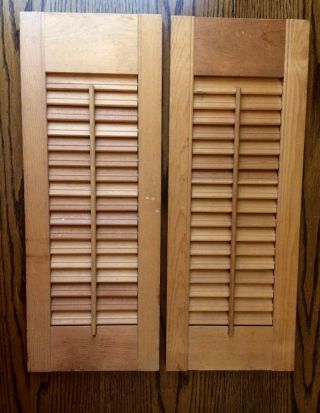 2 Vintage Cannoncraft Wooden Indoor Window Shutters Blinds 9 " X 24 " Inches Pair