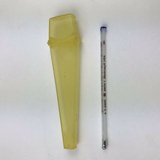 Vintage Faichney Glass Thermometer With Yellow Case Fever Medical Oral Rectal