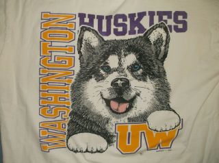 Vtg 90’s Washington Huskies T - Shirt Xl White Uw Seattle