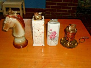 Four Old Vintage Table Cigarette Table Lighters
