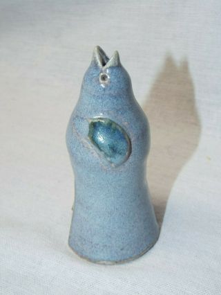 Vintage Studio Art Pottery Matte Blue Glaze Pie Bird Funnel Vent