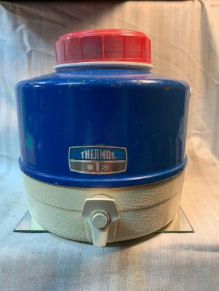 Vintage 1970s Thermos Brand Picnic Jug Red White With Blue Metal Fourth Of July