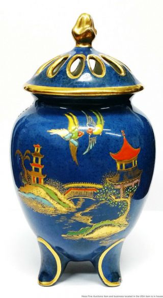 Vintage Carlton Ware Mikado 2728 Art Deco Enamel Porcelain Censer Jar