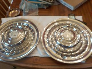 Two Vintage Cadillac Motor Division Wheel Covers Hub Caps.