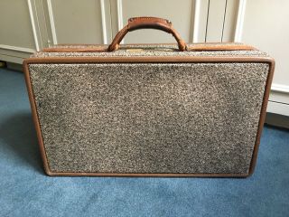 Vintage Hartmann Luggage Tweed/leather Hard Suitcase 21 X 12 X 7 W/ Combo Lock