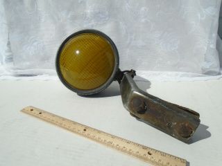 Vintage Yellow Amber Glass Dietz Fog Light W Mounting Bracket As - Is -