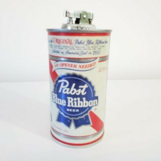 Vintage Pabst Blue Ribbon Beer Can Lighter Red Blue White Decor Man Cave Display