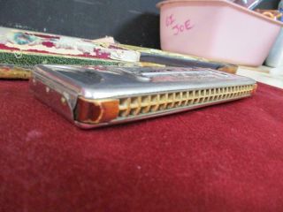 VINTAGE HOHNER HARMONICA,  THE ECHO HARP BELL METAL REEDS,  5 POINT STAR,  PRE WAR 8