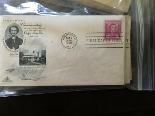 1949 Edgar Allan Poe The Raven Tell - Tale Heart Stamp First Day Cover.  Richmond