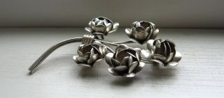 Vintage Coro Craft Sterling Silver 5 Rose Flower Bouquet Brooch Pin 20.  9 Grams 2