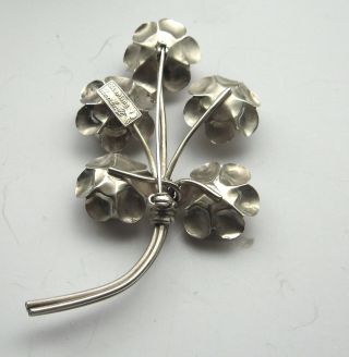 Vintage Coro Craft Sterling Silver 5 Rose Flower Bouquet Brooch Pin 20.  9 Grams 5