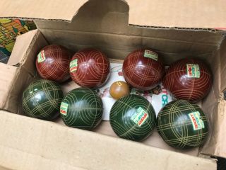 Vintage Bocce Ball Set Lawn Bowling Game Made in Italy Sport Craft 7