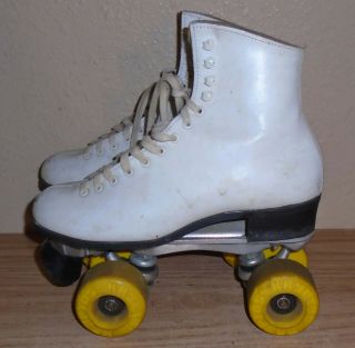 Vintage Reidell Roller Skates White Leather Size 8 Kryptos
