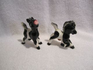 Vintage Small Pinto Black And White Horse Pony Salt And Pepper Shakers