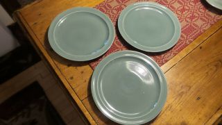 3 Vintage Red Wing Village Green Dinner Plates 10 "