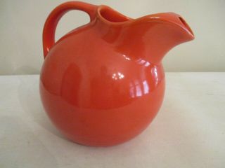 vintage homer laughlin service water pitcher fiesta ball jug orange w/ ice lip 2