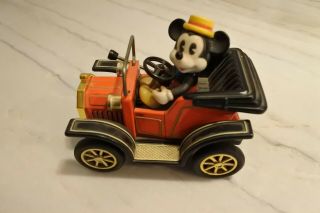 Vintage Mickey Mouse Car - 1981 - Made In Japan - Masudaya Tin Toy