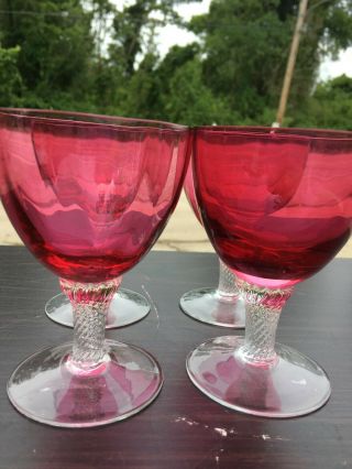 Set Of 4 Vintage George Borgfeldt Water Goblets Lisa Cranberry