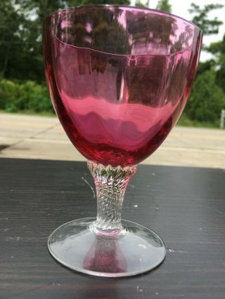 set of 4 vintage George Borgfeldt water goblets Lisa cranberry 2