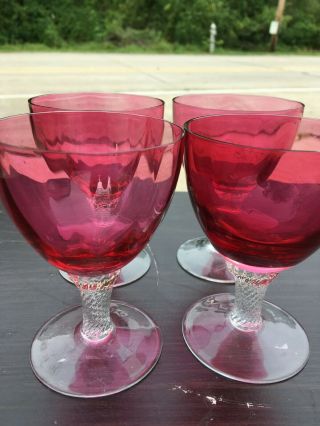 set of 4 vintage George Borgfeldt water goblets Lisa cranberry 4
