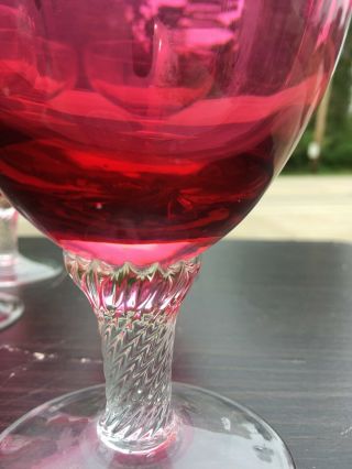 set of 4 vintage George Borgfeldt water goblets Lisa cranberry 5