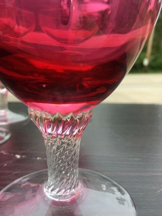 set of 4 vintage George Borgfeldt water goblets Lisa cranberry 7