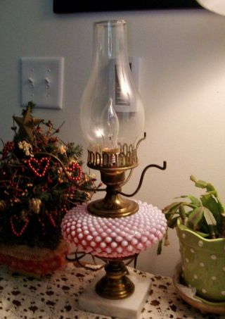 Vtg Fenton Cranberry Opalescent Hobnail Gone With The Wind Gwtw Lamp Base Only