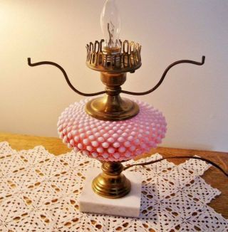 VTG FENTON Cranberry Opalescent Hobnail Gone With the Wind GWTW Lamp Base Only 2