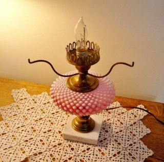 VTG FENTON Cranberry Opalescent Hobnail Gone With the Wind GWTW Lamp Base Only 7