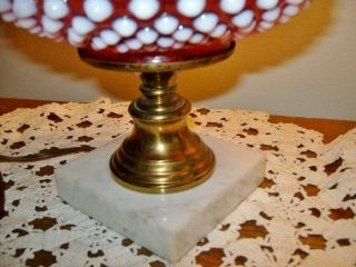 VTG FENTON Cranberry Opalescent Hobnail Gone With the Wind GWTW Lamp Base Only 8