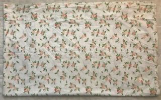 Vintage Pottery Barn Kids Floral Queen Bed Flat Sheet White Peach Flowers Green 3