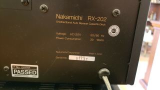 Nakamichi RX - 202 Unidirectional Auto Reverse Cassette Deck - - See Video 5