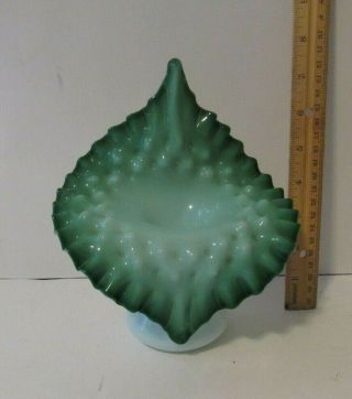 Vintage Fenton Jack In The Pulpit Green Vase