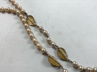 Vintage Miriam Haskell Gold Tone Faux Pearl Necklace Costume Jewelry Signed 22 2