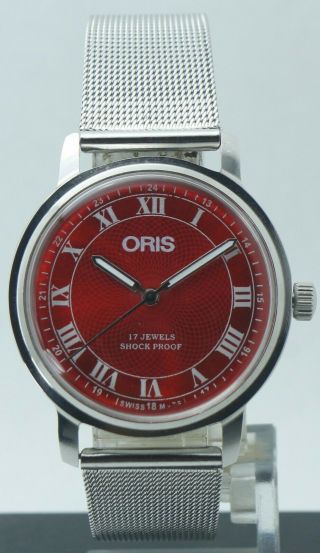 Vintage Fhf St - 96 17 Jewels Red Dial " Hand Winding " Luxury Watch Roman Character