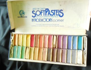 Vintage Grumbacher Soft Pastels - 30 Half Length Sticks - Cat.  No.  00/c 2
