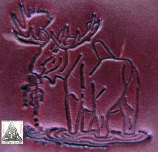 Discontinued Vintage Midas Detailed Eating Moose 1 " Leather Stamp 8288