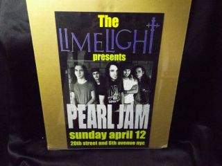 Vintage Pearl Jam Limelight April 12 1992 Nyc Poster