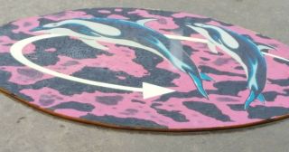 Vintage Wooden Wood Dolphin Design Skimboard Myrtle Beach Skim Skin Board