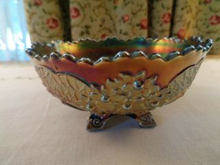 Terrific Vintage Fenton Carnival Glass “orange Tree” Pattern 4 - Footed Bowl