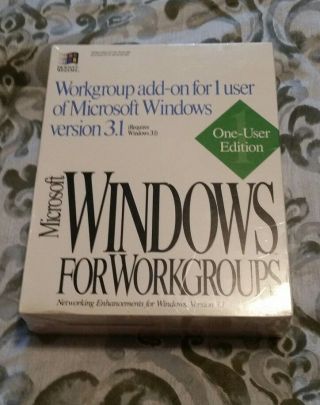 Microsoft Windows For Workgroups Add - On 3.  1 One User 3.  5 " Floppy Origina