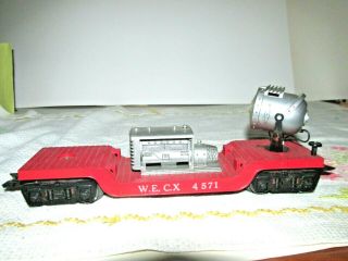Vintage O Gauge Marx Train W.  E.  C.  X 4571 Red Spotlight Generator Car Ex