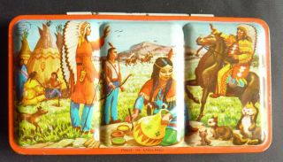 Vintage Page Of London Water Color Tin Paint Box Native American Indian Motif