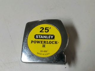 Vintage 25ft Stanely Powerlock® Ii 33 - 425 Pl425 Tape Measure